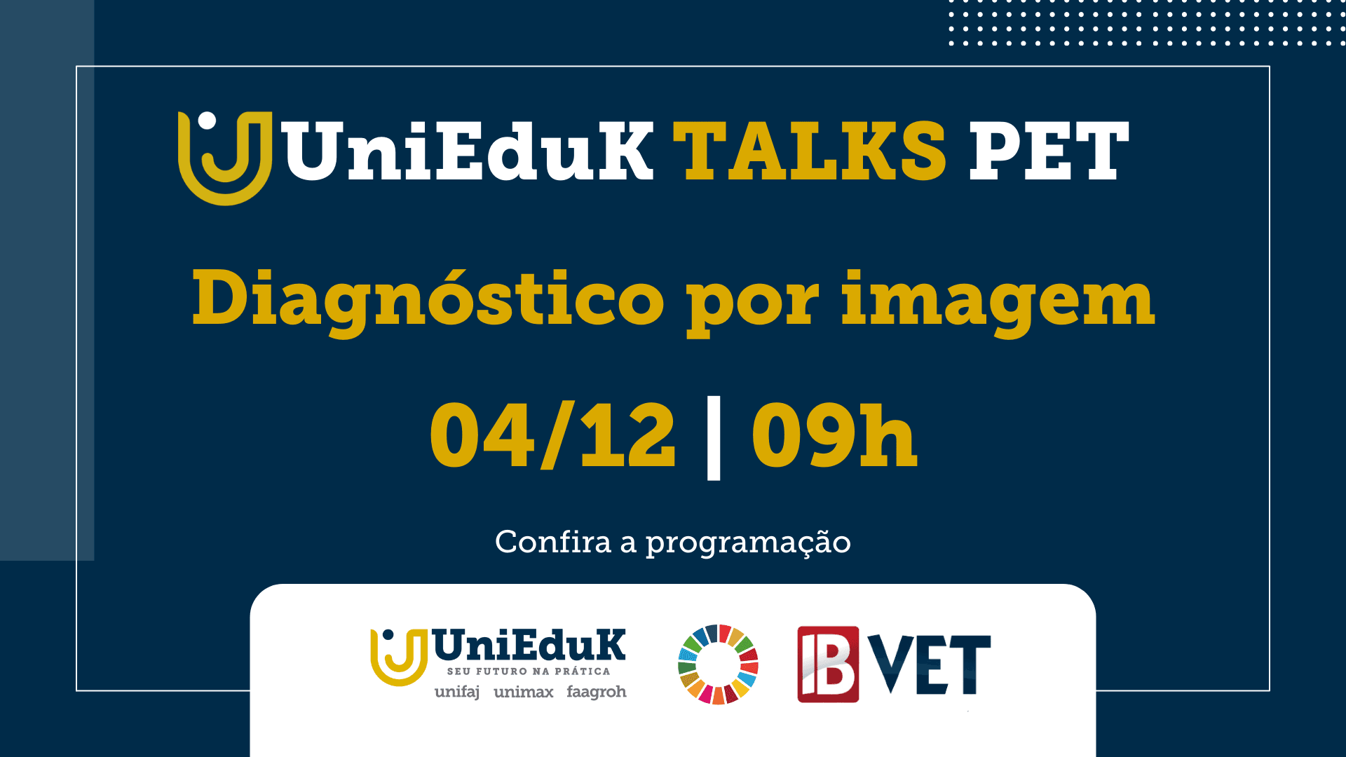 A imagem traz o nome, data, horário e local do evento Diagnóstico por Imagem em pequenos animais.