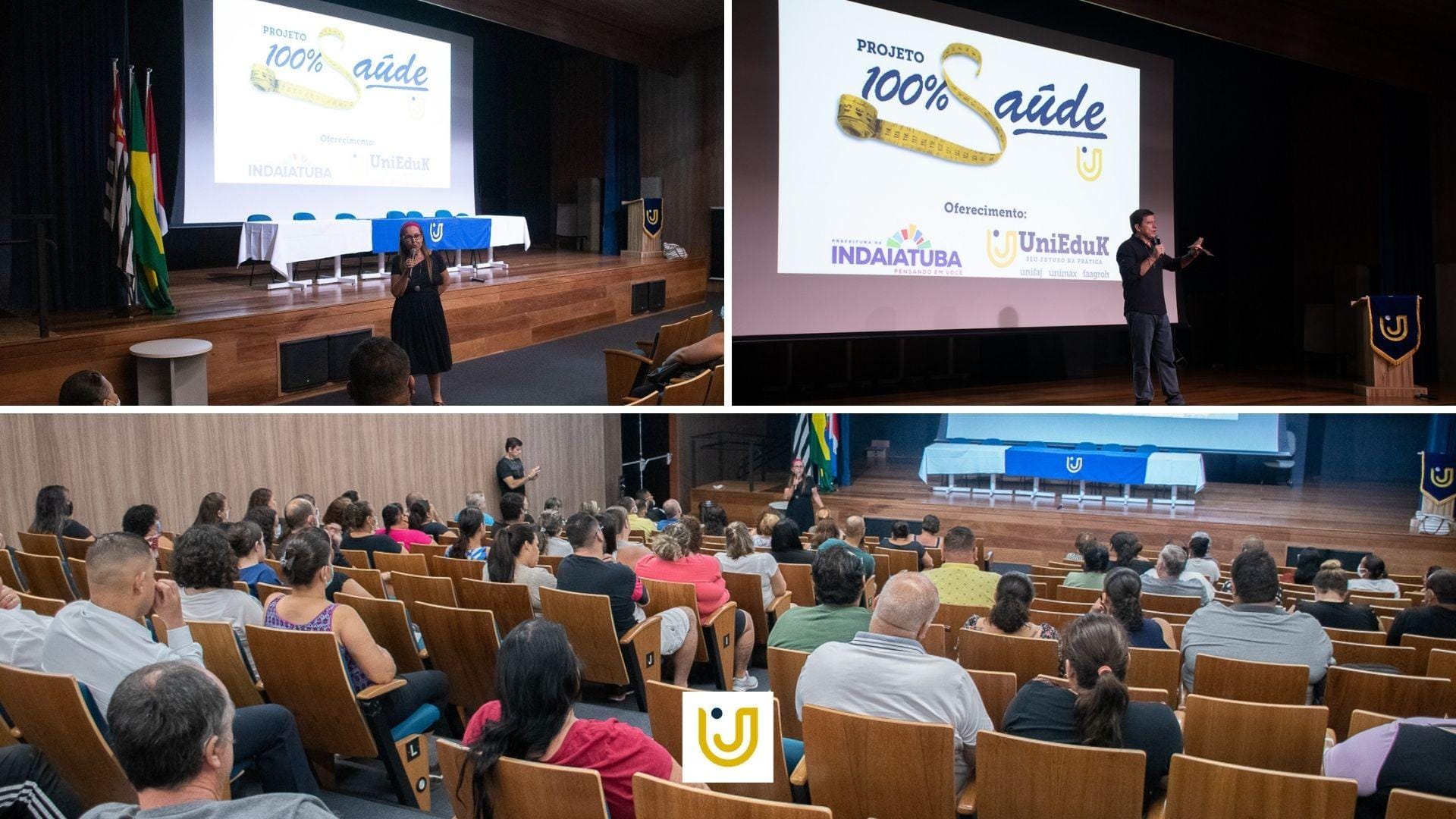A imagem de capa mostra momentos do evento do projeto 100% Saúde na UniMAX, em Indaiatuba.
