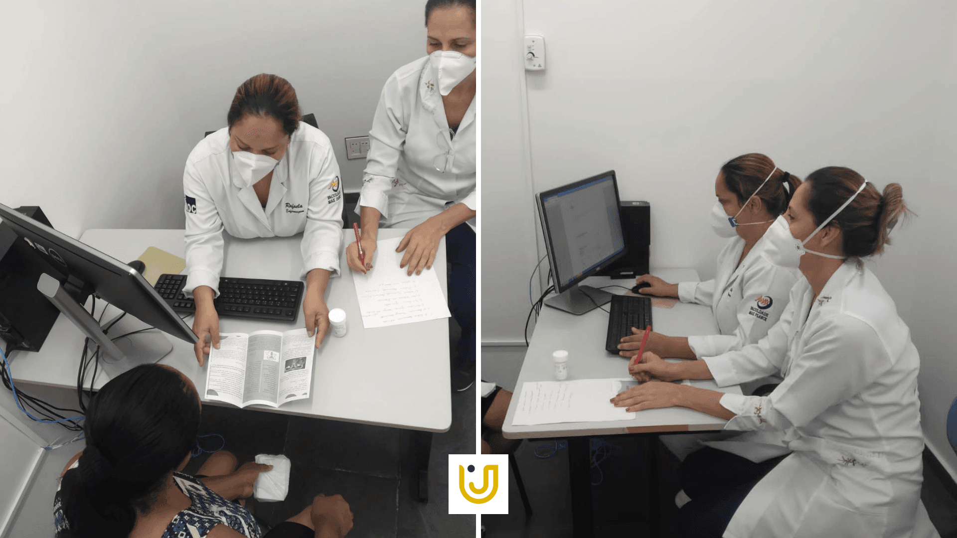 A imagem mostra os alunos durante a conscientização sobre Papanicolau e HPV.