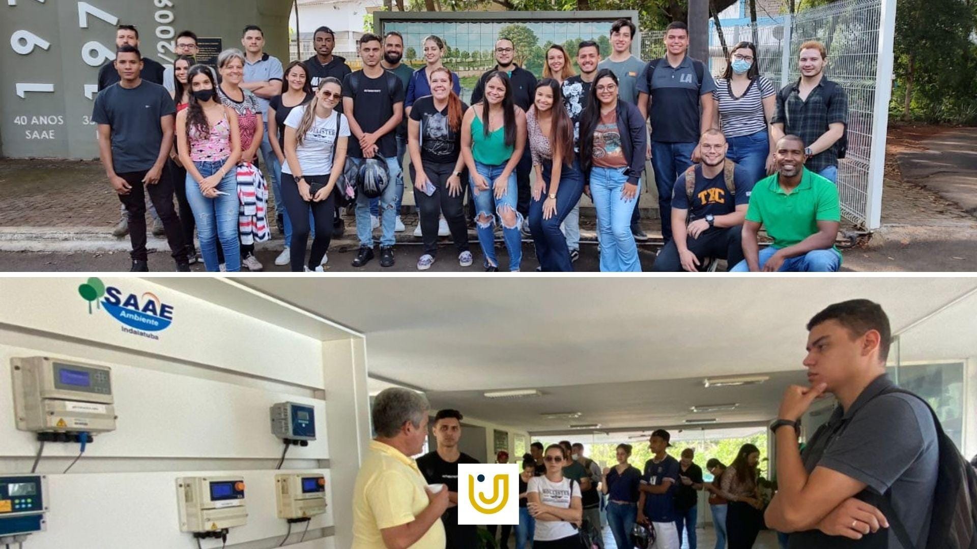 A imagem mostra os alunos durante a visita à Estação de Tratamento de Água (ETA).