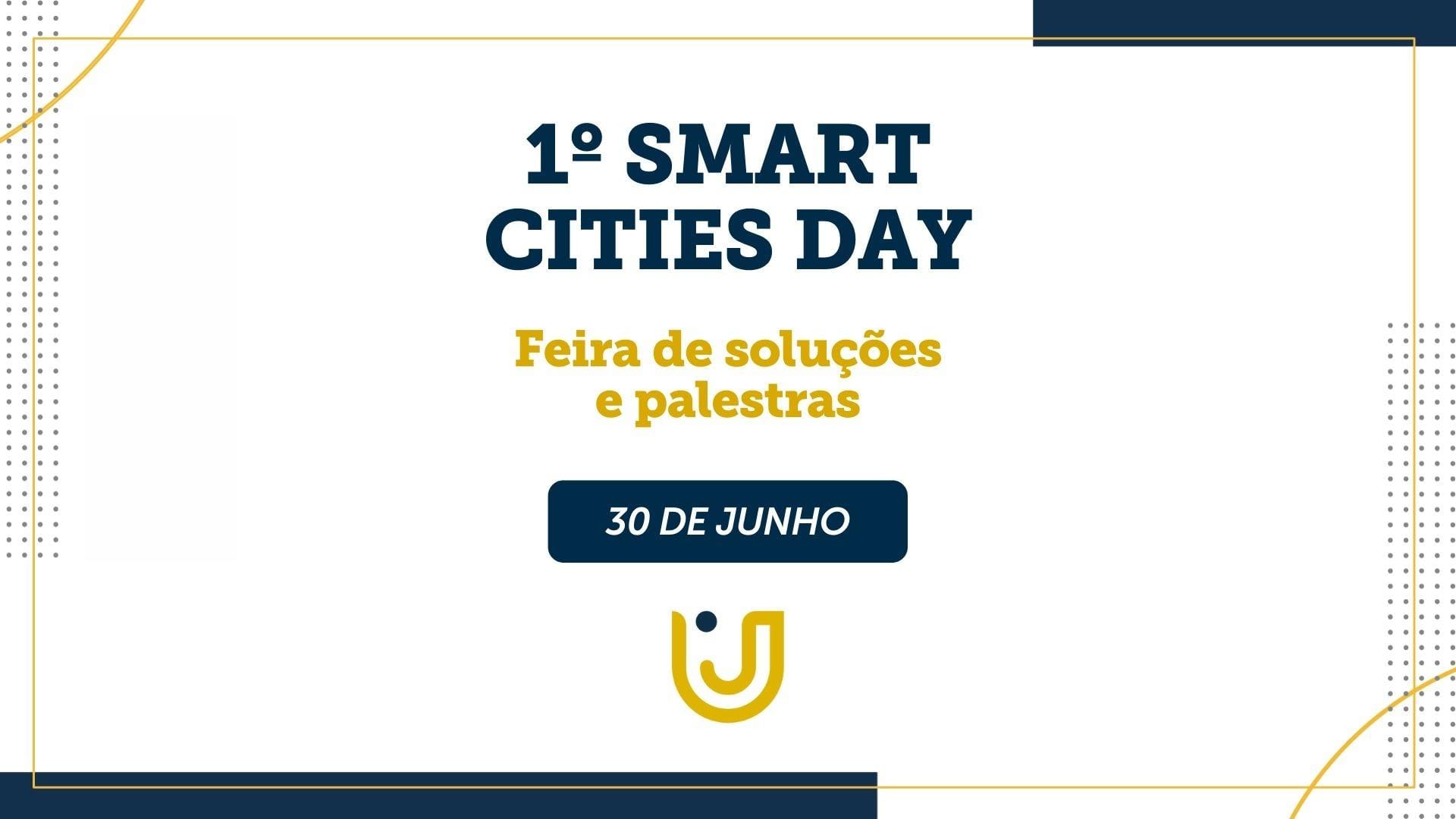 A imagem mostra uma arte nos moldes do Grupo UniEduK, com o texto divulgando o “Smart Cities Day”.