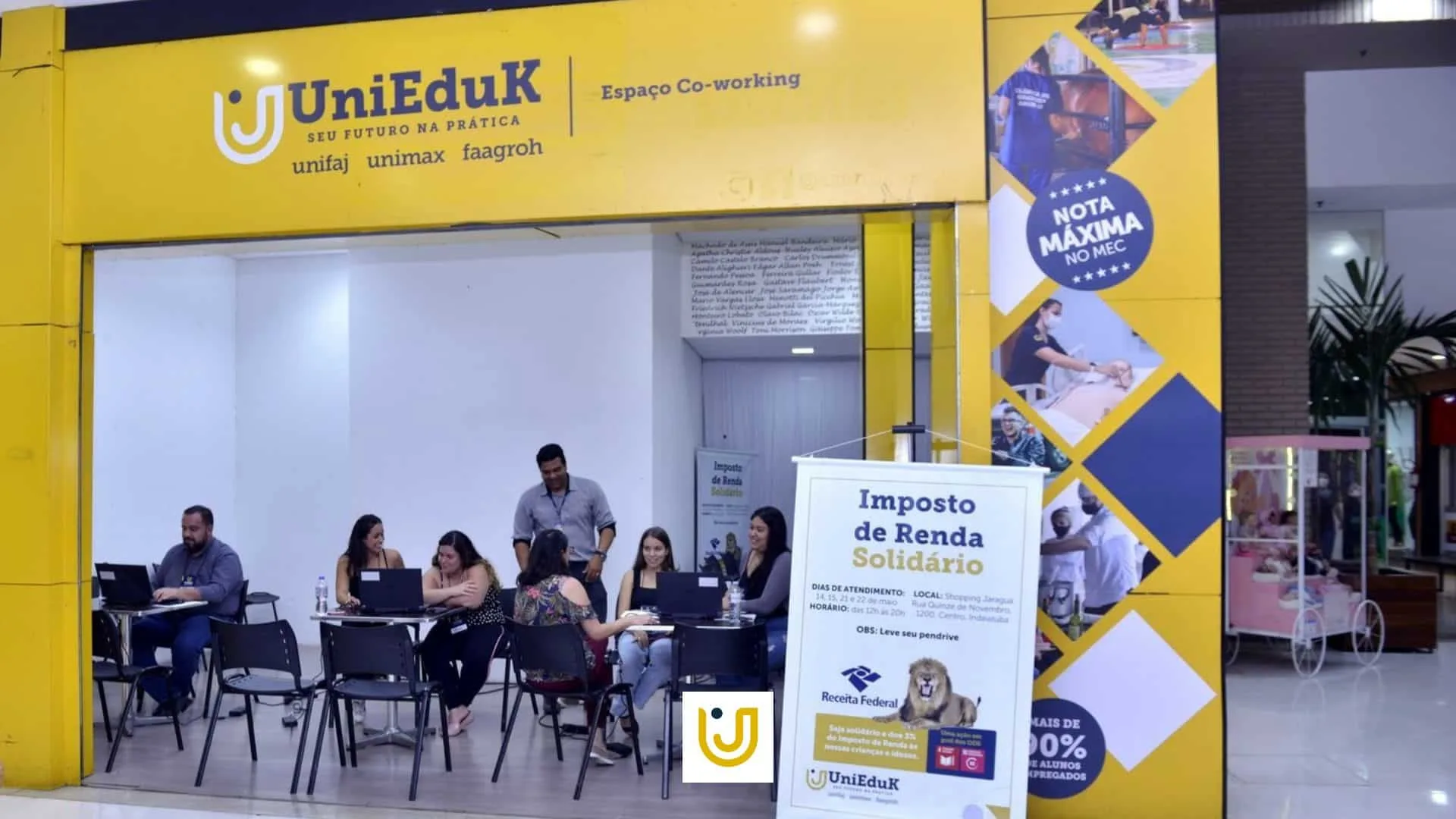 A imagem mostra eventos anteriores do IR Solidário que auxilia no preenchimento do Imposto de Renda