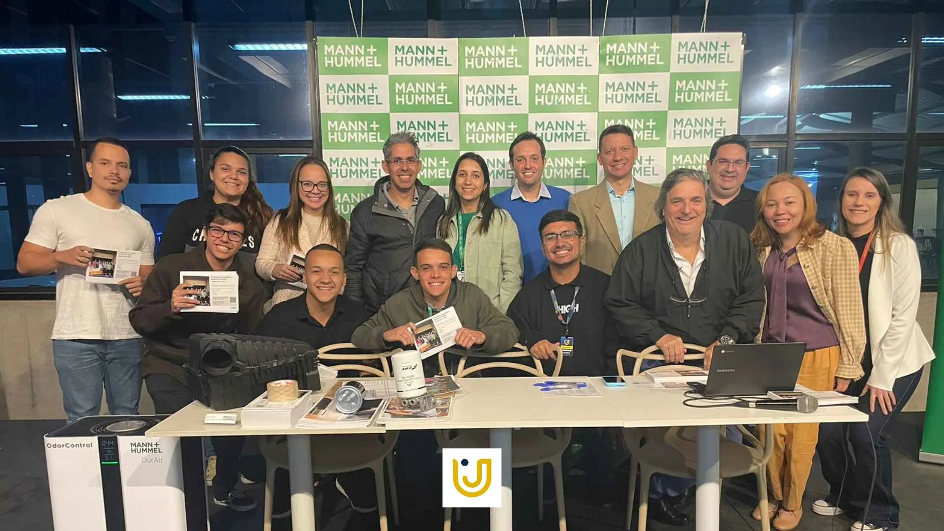 A imagem mostra momentos do lançamento do “Programa de Estágios MANN+HUMMEL Brasil”