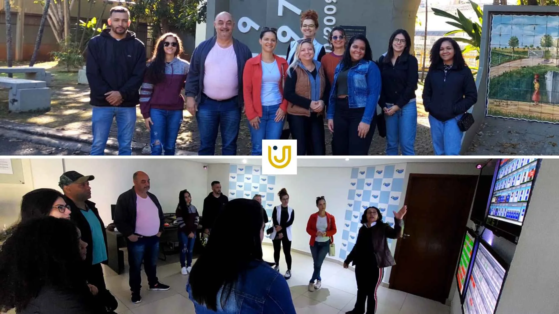 A imagem mostra momentos da visita técnica à Estação de Tratamento de Água da Vila Avaí